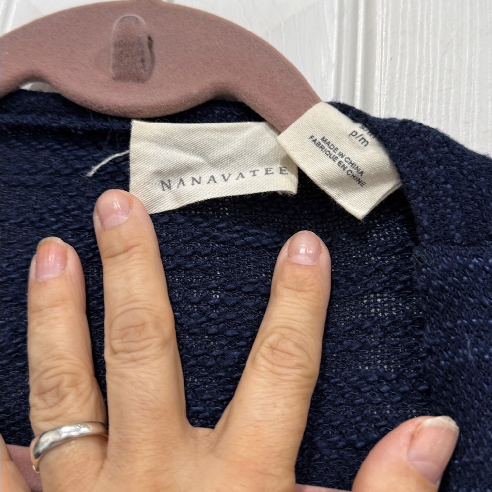 Nanavatee Navy Open-Front Women's Sweater size - Picture 3 of 6